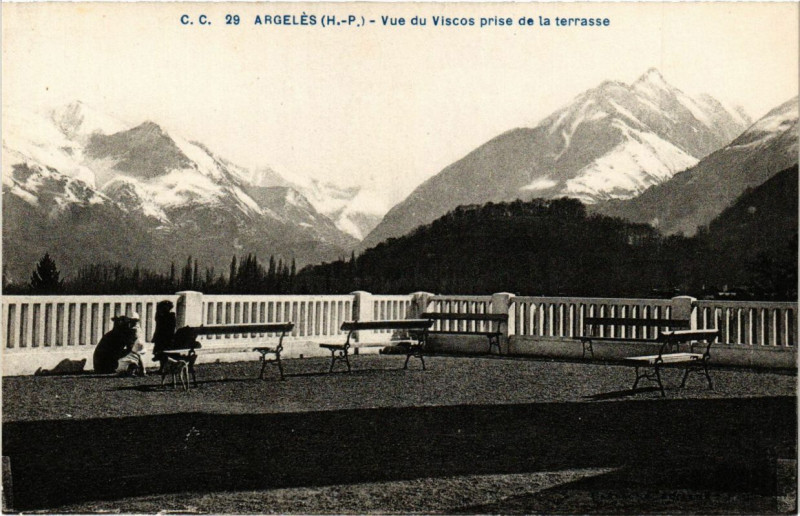 Carte postale ancienne Argeles - Vue du Viscos prise de la terrasse à Viscos