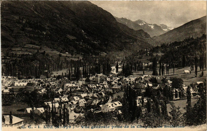 Carte postale ancienne Luz - Vue générale prise de la Chapelle Solferino à Ris
