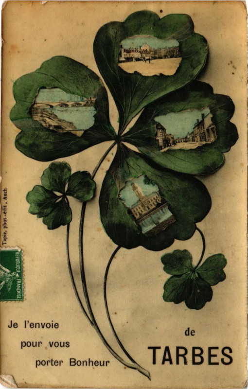 Carte postale ancienne Tarbes - Je l'envoie pour vour porter Bonheur à Tarbes