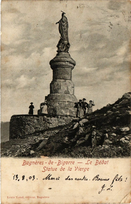 Carte postale ancienne Bagneres-de-Bigorre - Le Bedat Statue de la Vierge à Bagnères-de-Bigorre