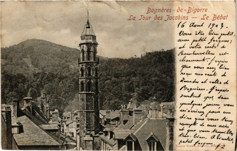 Carte postale ancienne Bagneres-de-Bigorre - La Tour des Jacobins Le Bedat à Bagnères-de-Bigorre