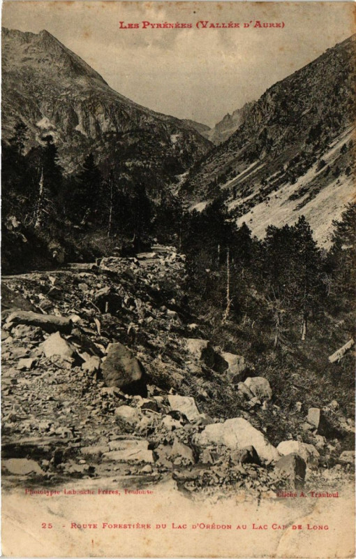 Carte postale ancienne Route Forestiere du Lac d'Oredon au Lac Cap de Lon