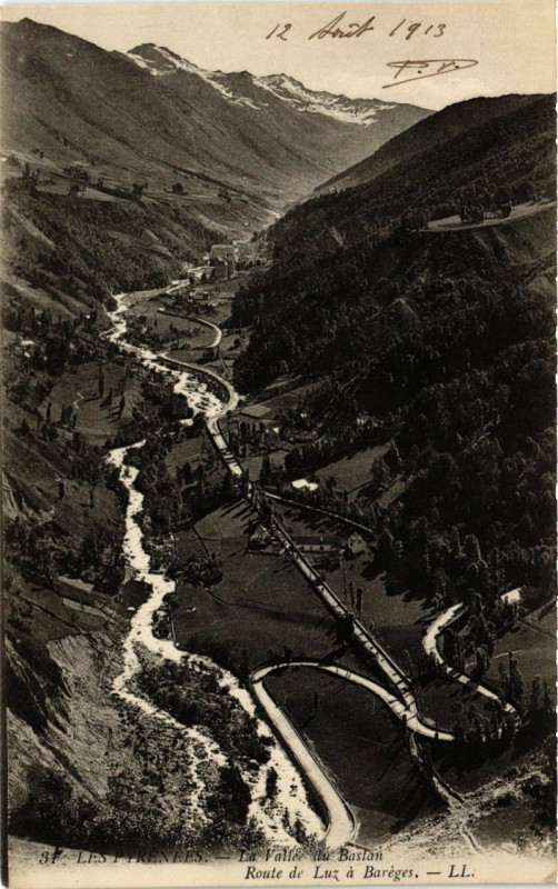 Carte postale ancienne La Vellée du Bastan - Route de Luz a Bareges à Barèges