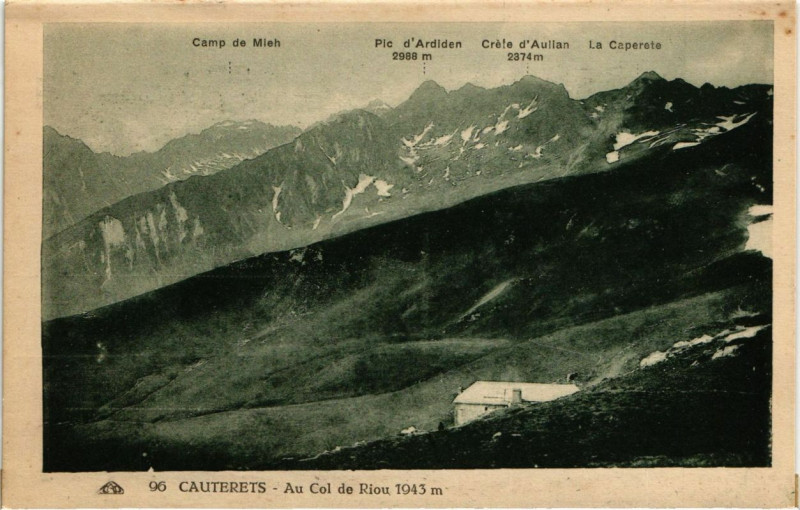 Carte postale ancienne Gavarnie - Au Col de Riou 1943 m