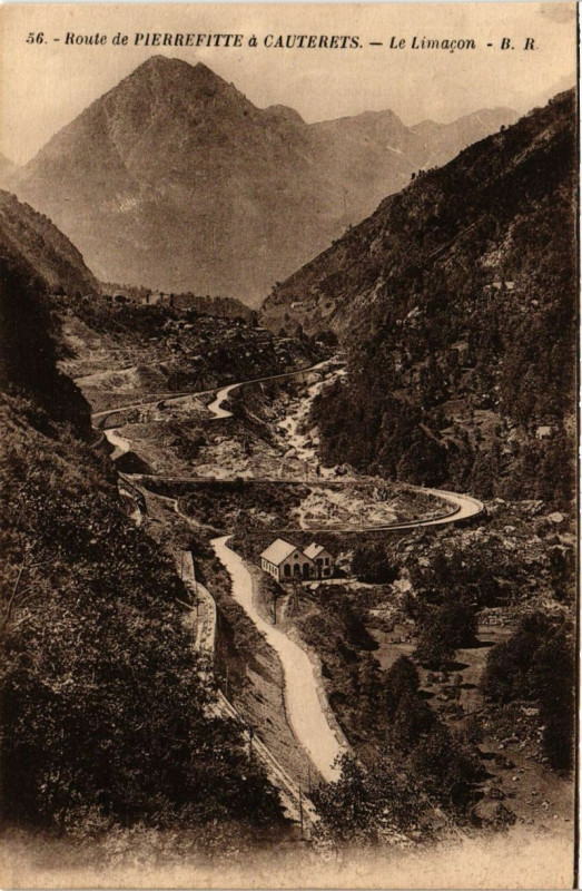 Carte postale ancienne Route de Pierrefitte a Cauterets - Le Limacon à Cauterets