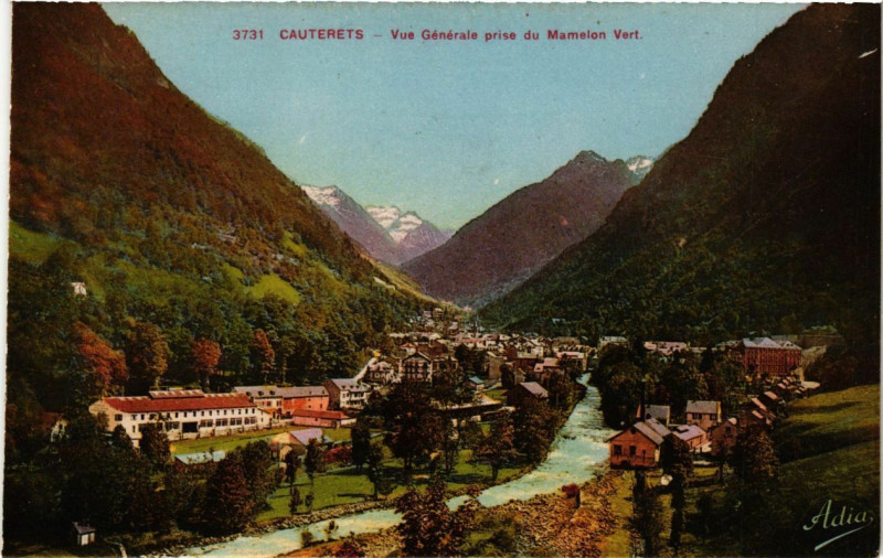 Carte postale ancienne Cauterets - Vue générale prise du Mamelon Vert à Cauterets