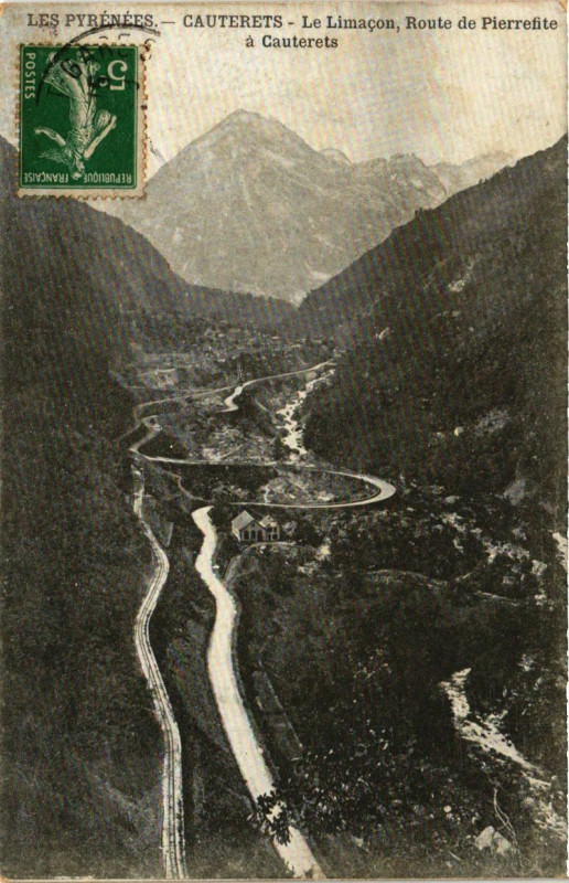 Carte postale ancienne Cauterets - Le Limacon Route de Pierrefite a Cauterets à Cauterets