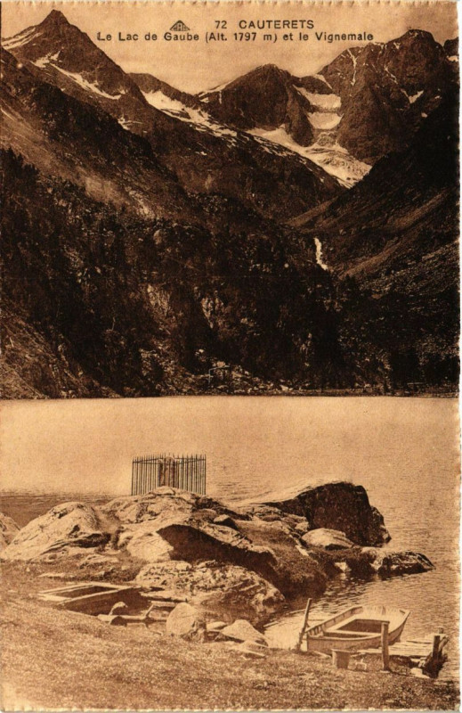 Carte postale ancienne Cauterets - Le Lac de Gaube et le Vignemale à Cauterets