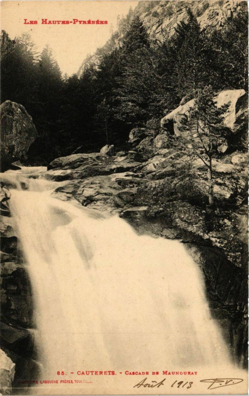 Carte postale ancienne Cauterets - Cascade de Mauhourat à Cauterets