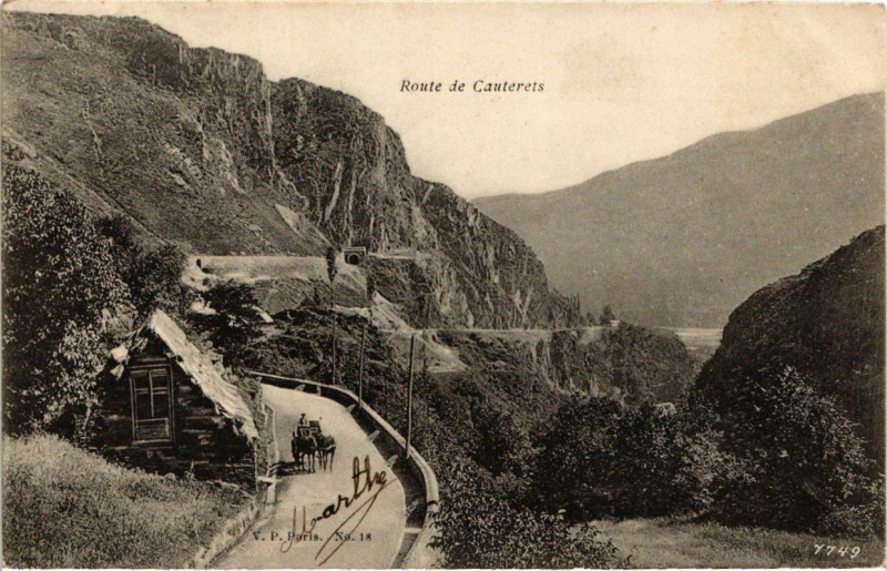 Carte postale ancienne Route de Cauterets - à Cauterets