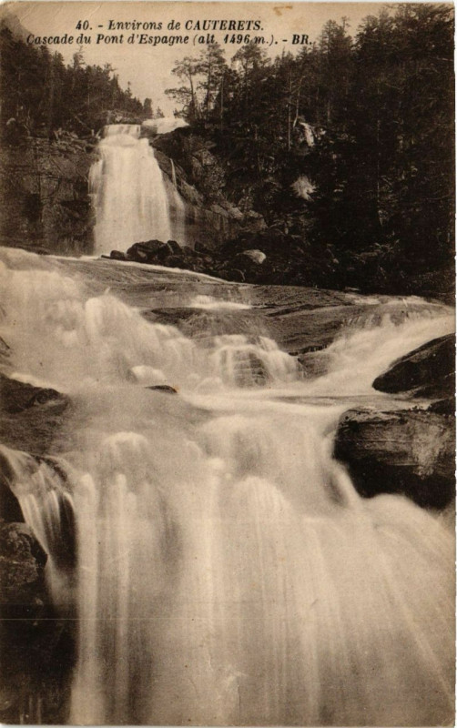 Carte postale ancienne Cauterets - Cascade du Pont d'Espagne à Cauterets