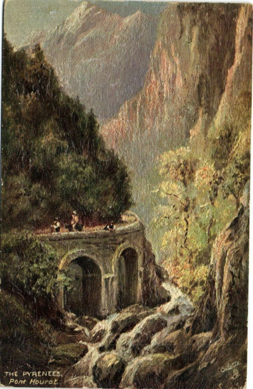 Carte postale ancienne The Pyrenées Pont Hourat