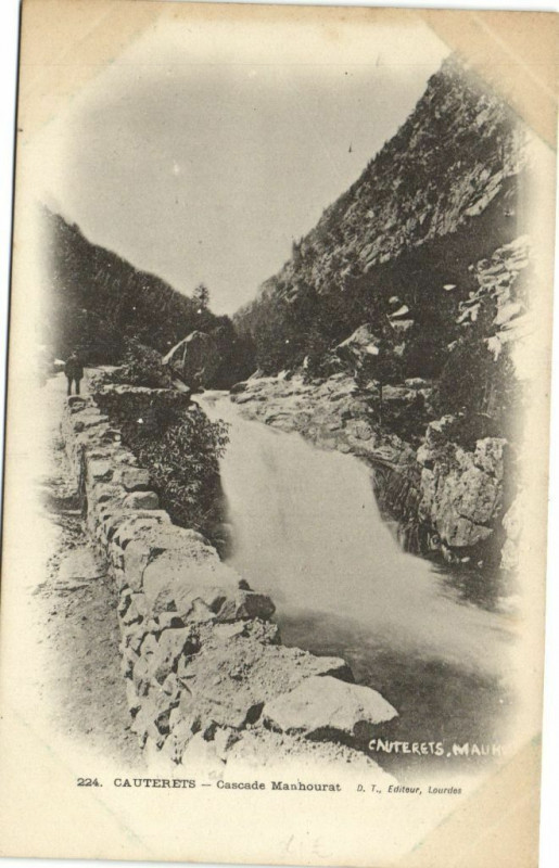 Carte postale ancienne Cauterets - Cascade Manhourat à Cauterets