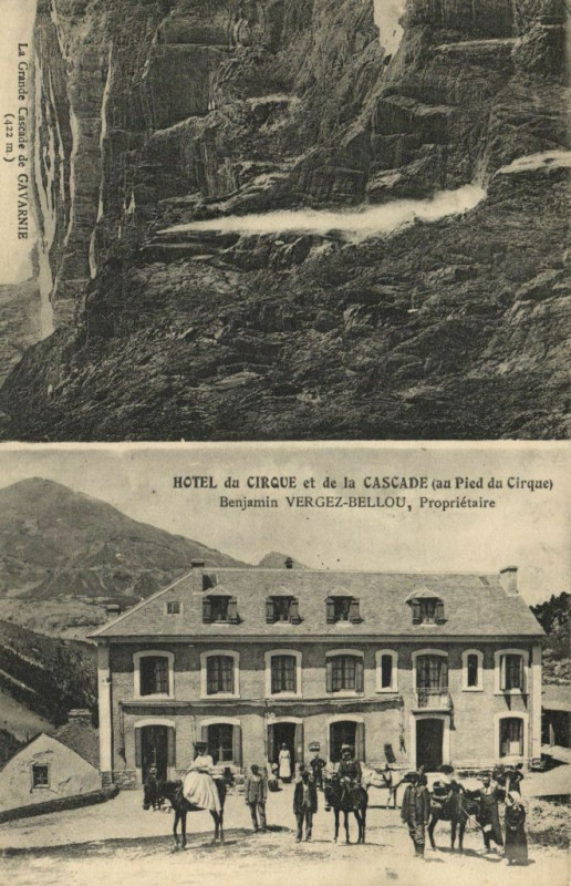 Carte postale ancienne La Grande Cascade de Cavarnie Hotel du Cirque et de la Cascade...
