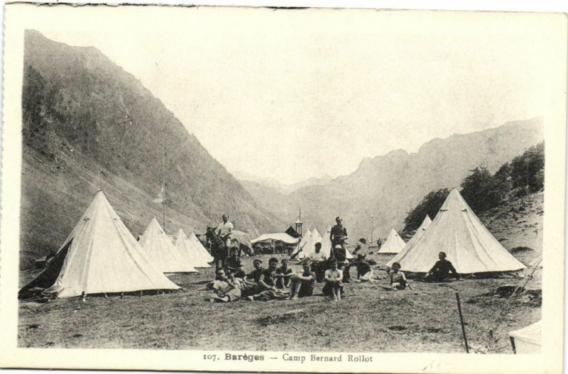 Carte postale ancienne Bareges - Camp Bernard Rollot à Barèges