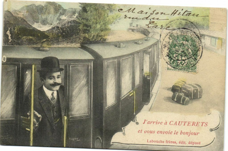 Carte postale ancienne J'arrive a Gauterets et vous envoie le bonjour