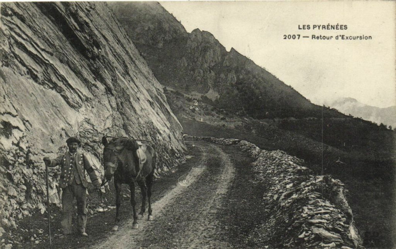Carte postale ancienne Les Pyrenées Retour d'Excursion