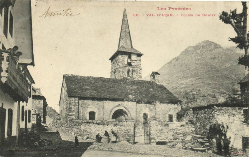 Carte postale ancienne Les Pyrenées - Val d'Aran Eglise de Bosost à Sost