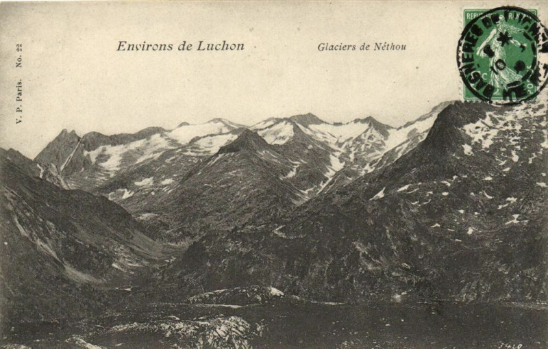 Carte postale ancienne Env. de Luchon Glaciers de Nethou à Luc