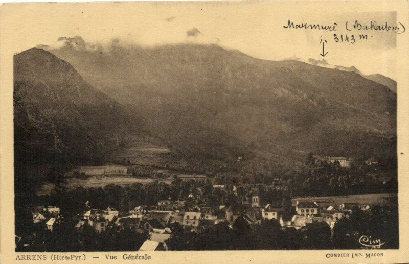 Carte postale ancienne Arrens (Htes.-Pyr.) - Vue générale à Ens