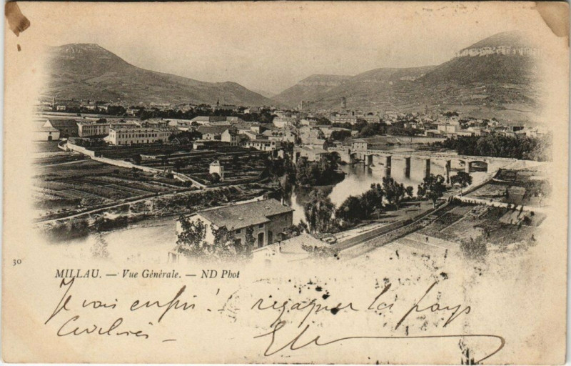 Carte postale ancienne Millau - Vue générale à Millau
