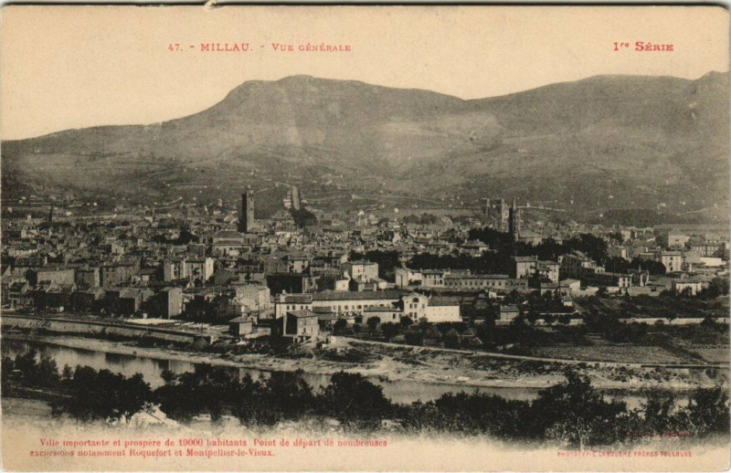 Carte postale ancienne Millau - Vue générale à Millau