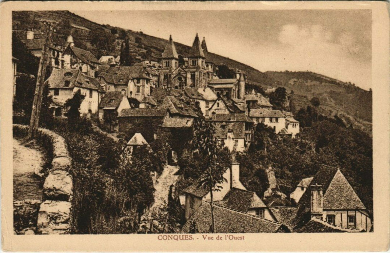 Carte postale ancienne Conques - Vue de l'ouest