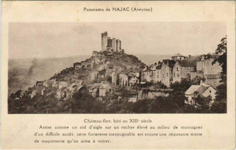 Carte postale ancienne Panorama de Najac à Najac