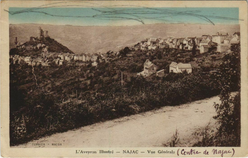 Carte postale ancienne Najac - Vue générale à Najac