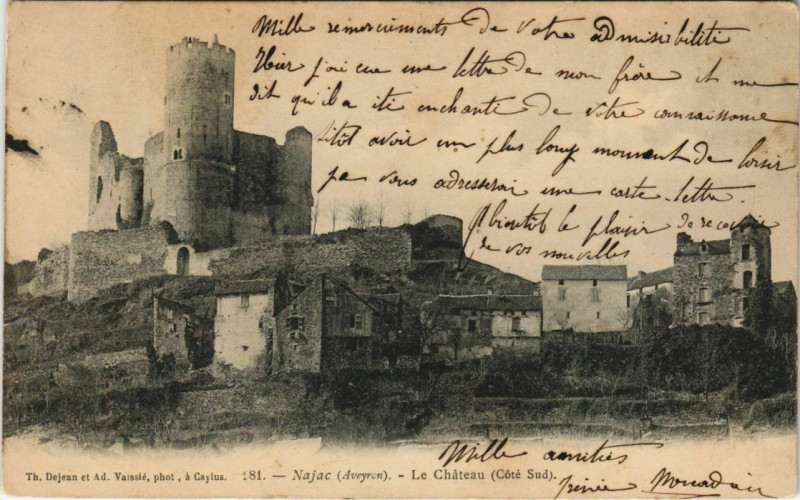 Carte postale ancienne Najac - Le Chateau à Najac
