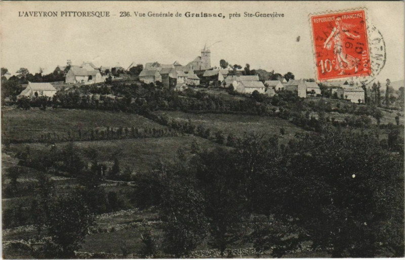 Carte postale ancienne Vue générale de Graissac pres Sainte-Genevieve
