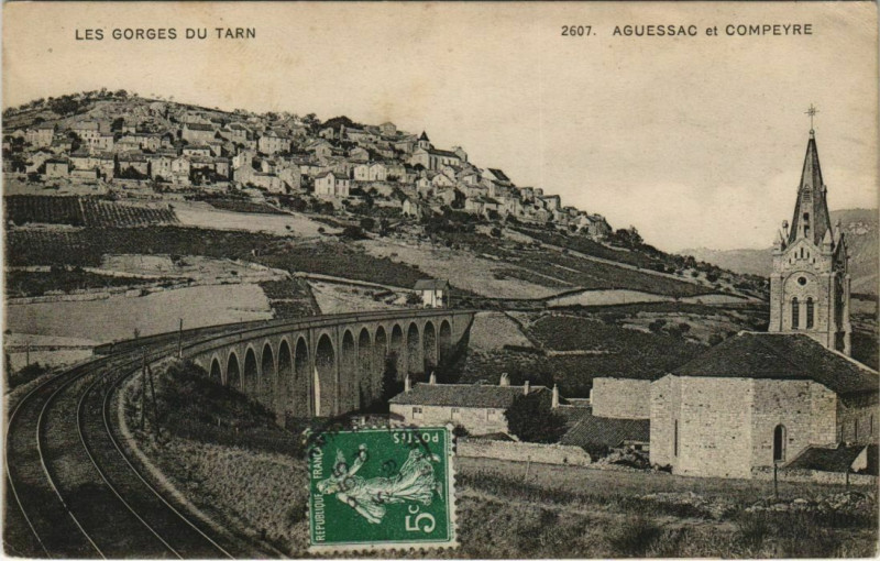Carte postale ancienne Les Gorges du Tarn - Augessac et Compeyre à Compeyre