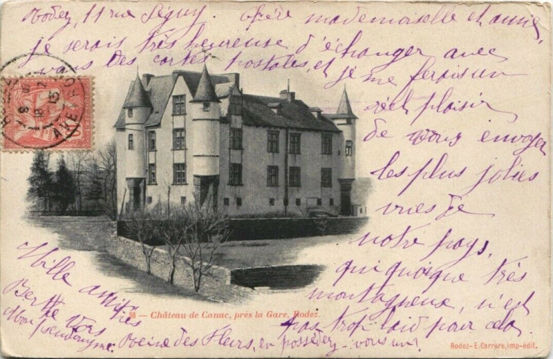 Carte postale ancienne Chateau de Canac pres la Gare - Rodez à Rodez