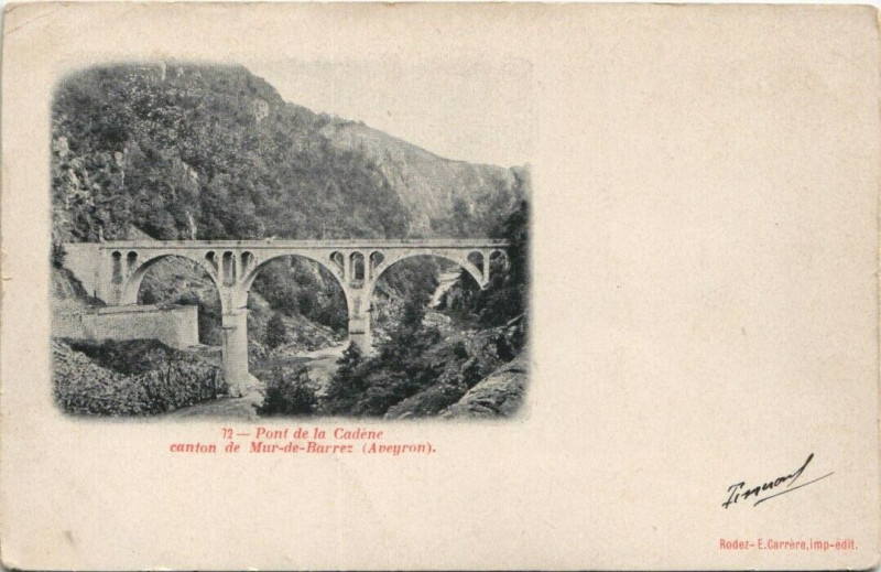 Carte postale ancienne Pont De La Cadeyne Canton Mur De Barrez (dos non divisé) à Mur-de-Barrez