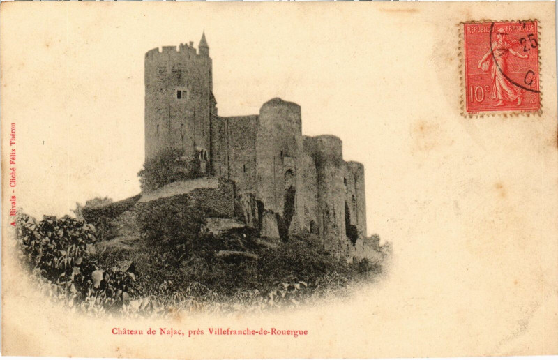 Carte postale ancienne Chateau de Najac, prés Villefranche-de-Rouergue à Villefranche-de-Rouergue