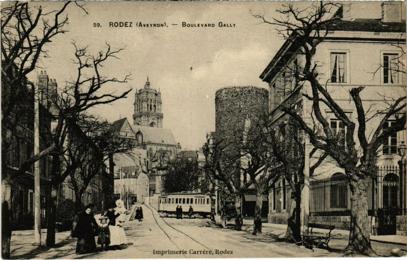 Carte postale ancienne Rodez - Boulevard Gally à Rodez