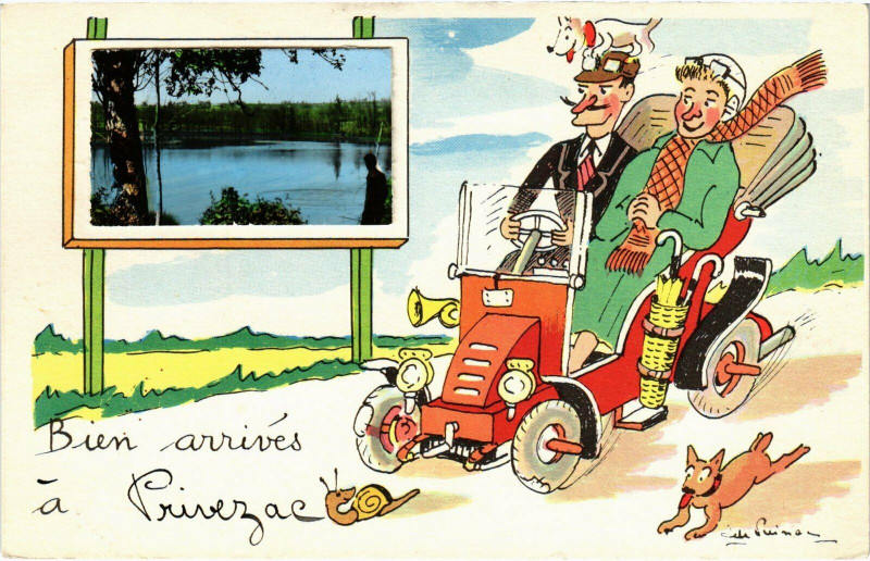 Carte postale ancienne Bien arrivés a Privezac à Privezac