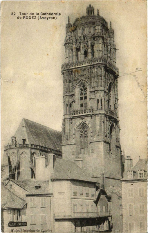 Carte postale ancienne Tour de la Cathédrale de Rodez à Rodez