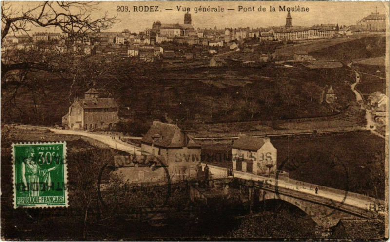 Carte postale ancienne Rodez - Vue générale à Rodez