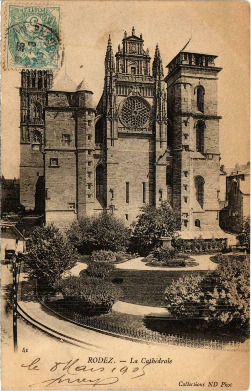 Carte postale ancienne Rodez - La Cathédrale à Rodez