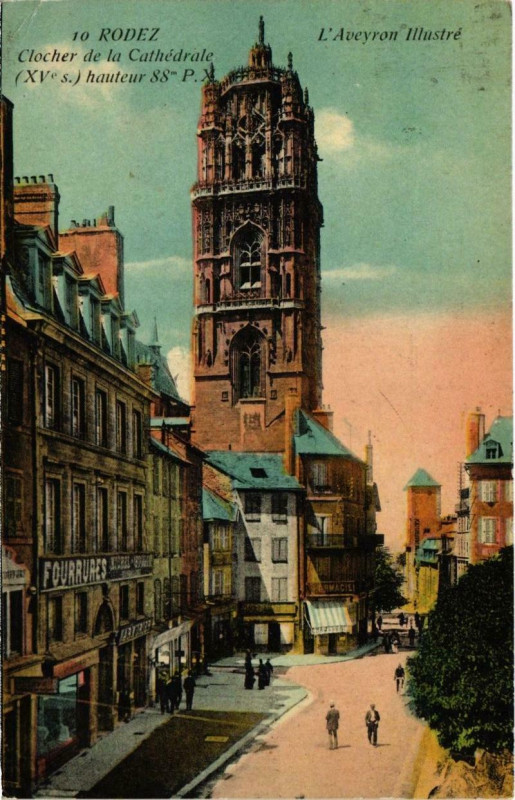 Carte postale ancienne Rodez - Clocher de la Cathédrale à Rodez