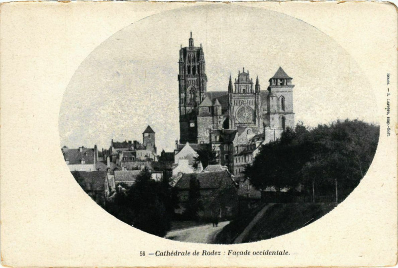 Carte postale ancienne Cathédrale de Rodez - Facade occidentale à Rodez