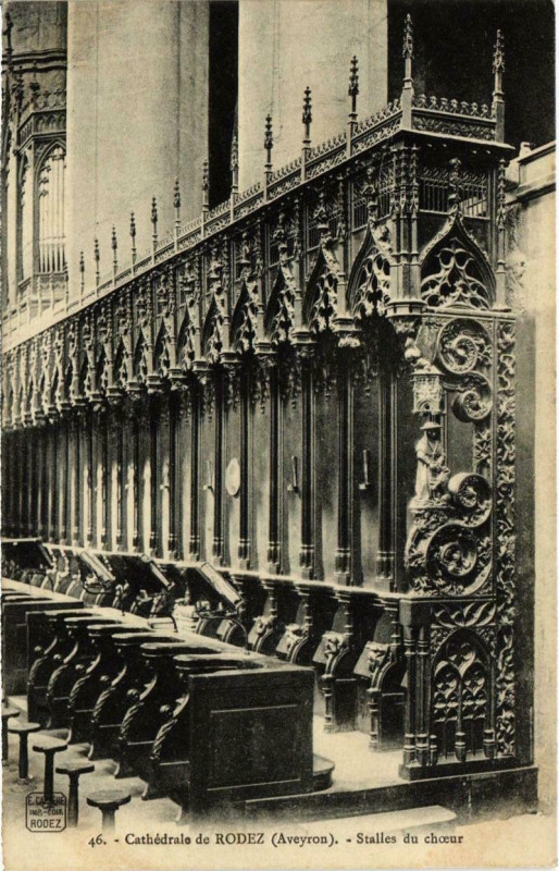 Carte postale ancienne Cathédrale de Rodez - Stalles du choeur à Rodez