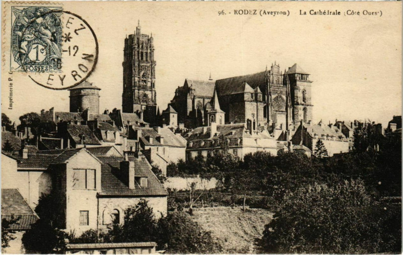 Carte postale ancienne Rodez - La Cathédrale à Rodez