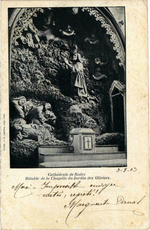 Carte postale ancienne Cathédrale de Rodez - Reable de la Chapelle du Jardin des Oliviers à Rodez