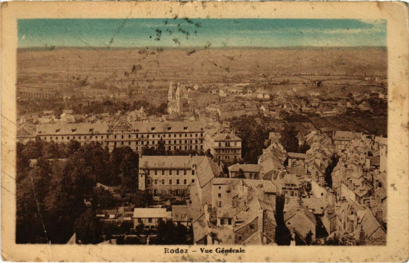 Carte postale ancienne Rodez - Vue générale à Rodez