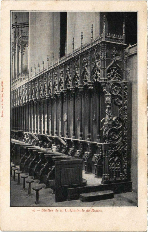 Carte postale ancienne Stalles de la Cathédrale de Rodez à Rodez