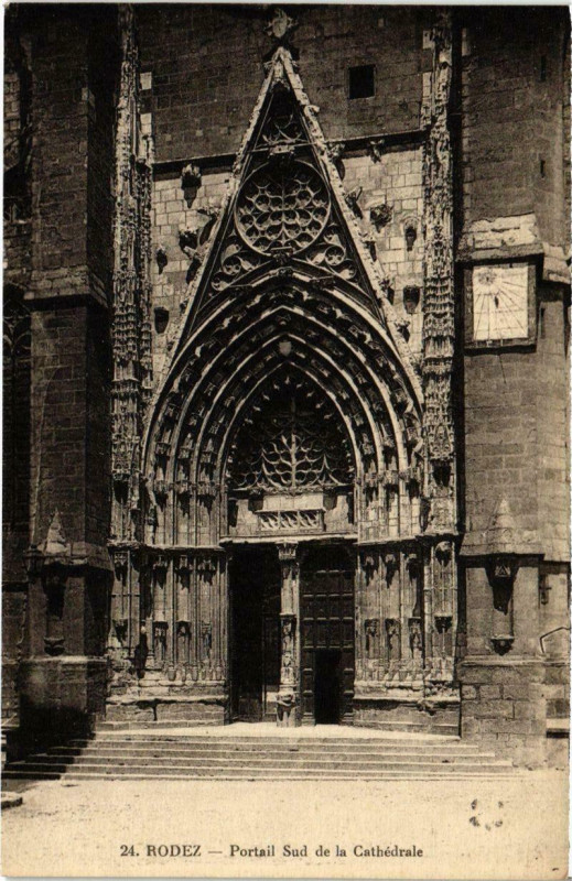 Carte postale ancienne Rodez - Portail de la Cathédrale à Rodez