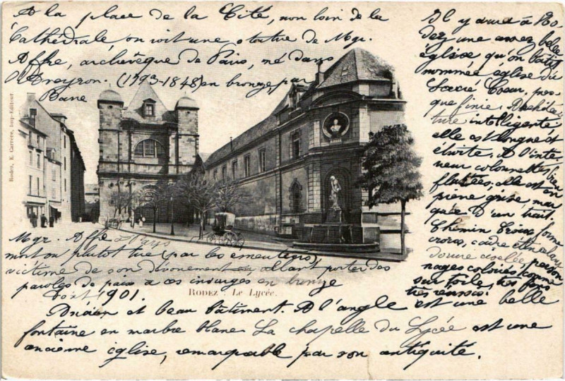 Carte postale ancienne Rodez - La Lycee à Rodez