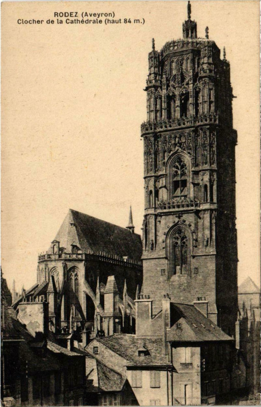 Carte postale ancienne Rodez - Clocher de la Cathédrale à Rodez